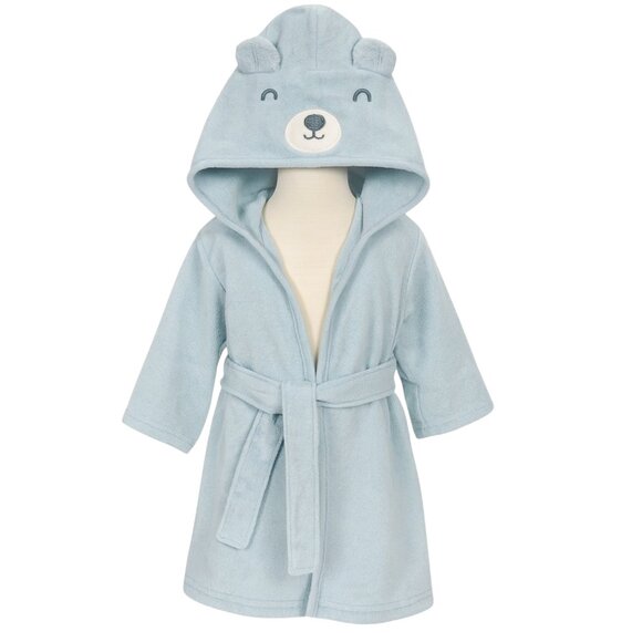 0-9 Mnth Hooded Baby Bathrobe Cute Animal Face Plush Terry Infant Robe With Belt - Picture 1 of 8